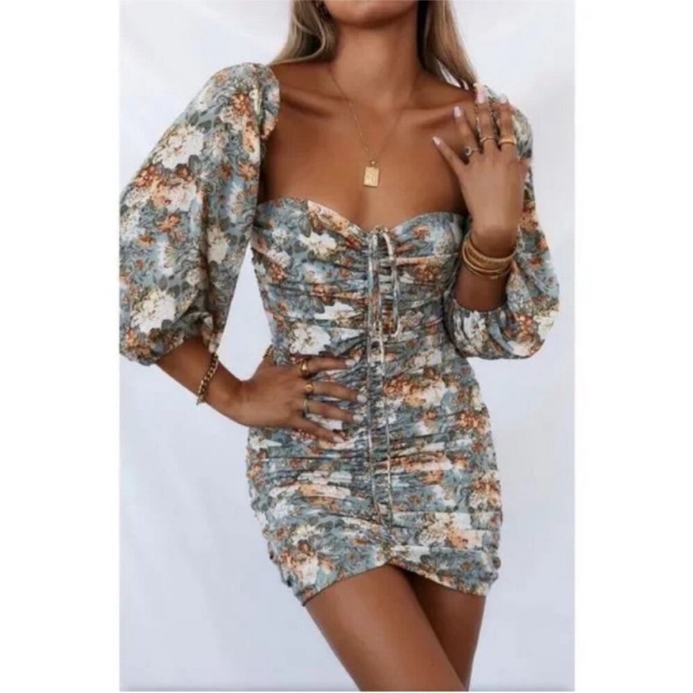 Hello Molly Floral Puff Sleeve Mini Dress (sz 4)